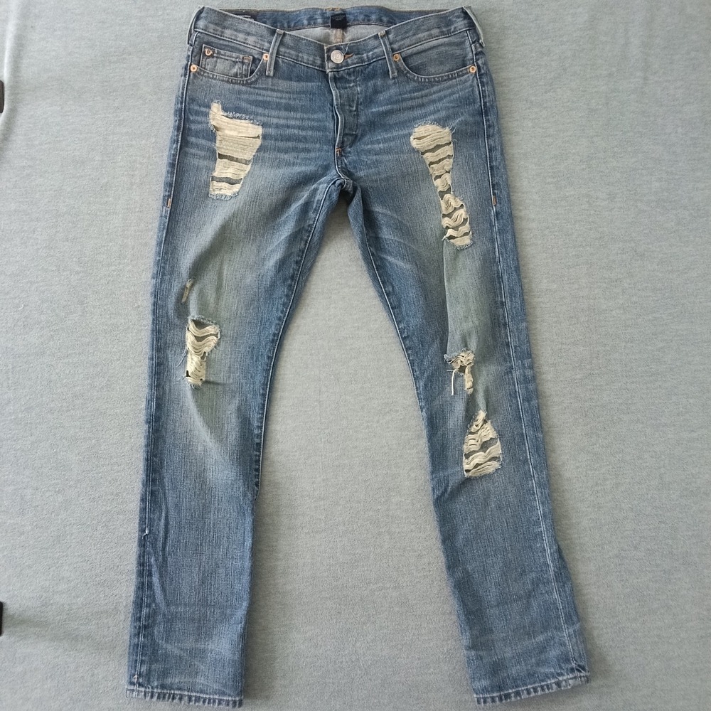 True Religion Liv Low Rise Relaxed Skinny Distressed Jeans Blue 28 W28